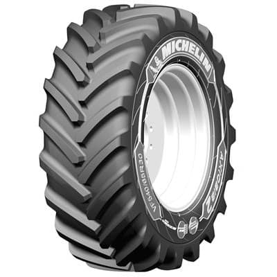 Michelin AxioBib 2 premium VF-radialdekk med dype, vinklede traktorknaster for store traktorer og minimal jordpakking.