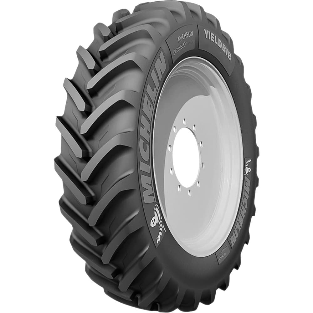 Michelin YieldBib høyteknologisk smalt VF-radial radkulturdekk med dype, høye mønsterknaster for minimal jordpakking i planterader.