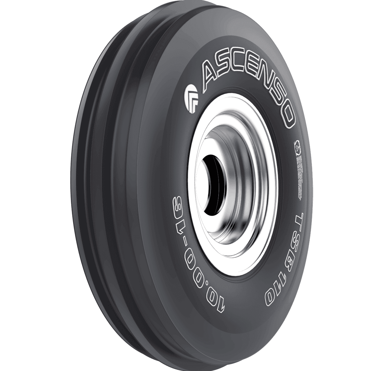 Ascenso TSB 110 traktordekk med 3-ribbet mønster for optimal styring.