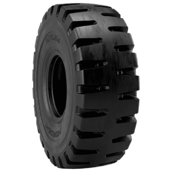 Nordexx NXRL5M 26.5R25 L5 anleggsdekk med 96 mm mønsterdybde for maksimal slitestyrke i ekstreme gruveforhold.