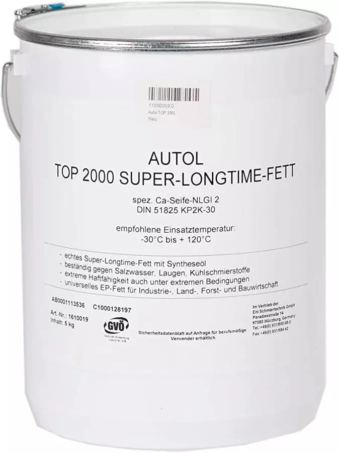 Eni Autol Top 2000 W – 25 kg beholder med grønt spesialfett i NLGI 1-konsistens.