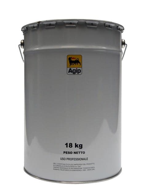 18 kg spann med Eni Grease MU EP 3 gult-brunt universalfett for smøring under kraftige vibrasjoner.