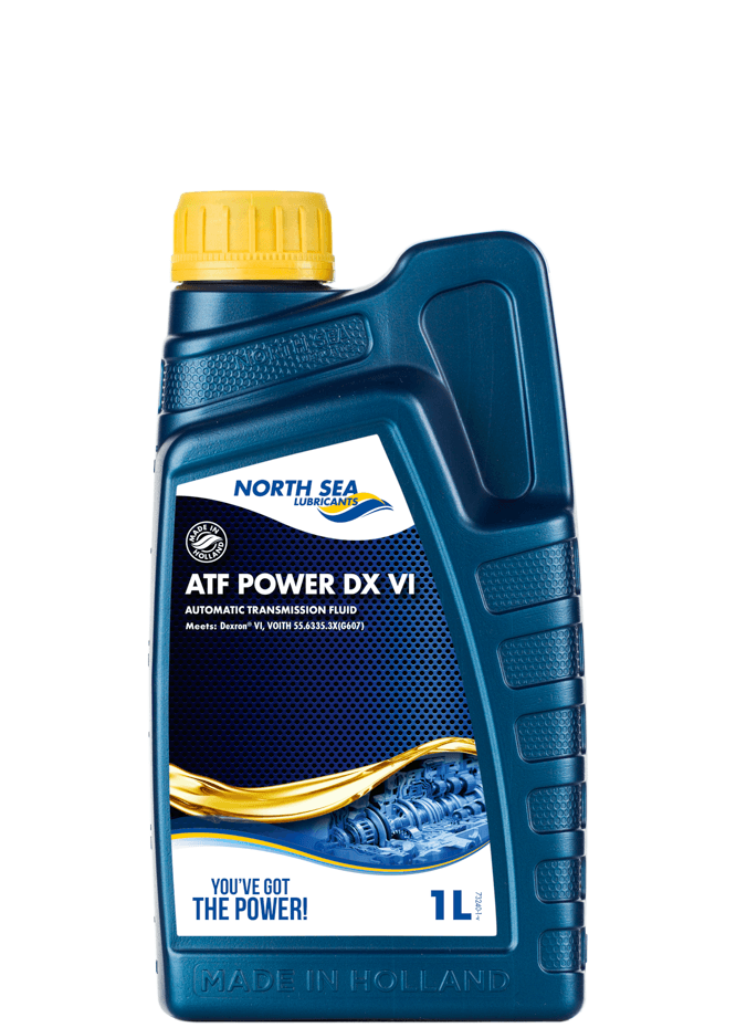 1-liters flaske med NSL ATF Power DX VI, rød fullsyntetisk automatgirolje for moderne personbiler.