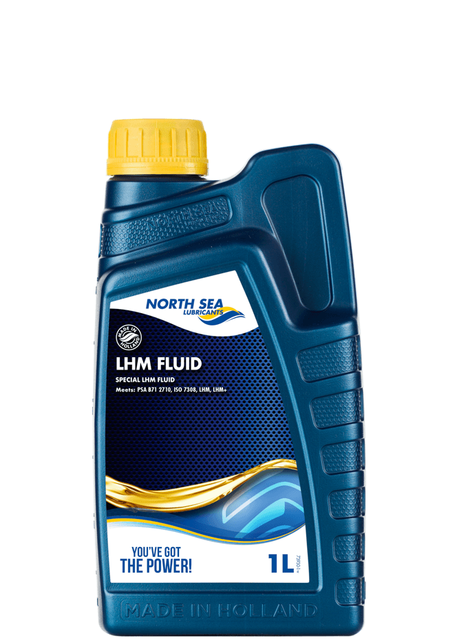 1-liters flaske med NSL LHM Fluid, grønn mineralhydraulikkolje.