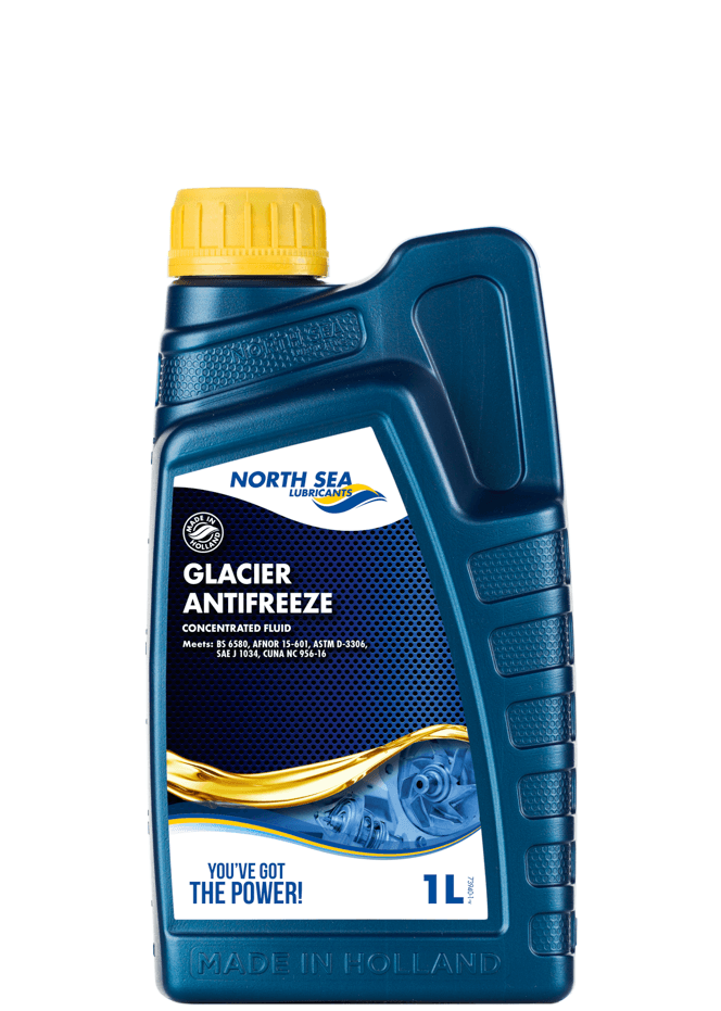 1-liters flaske med Glacier Antifreeze BS 6580 konsentrert blå frostvæske.