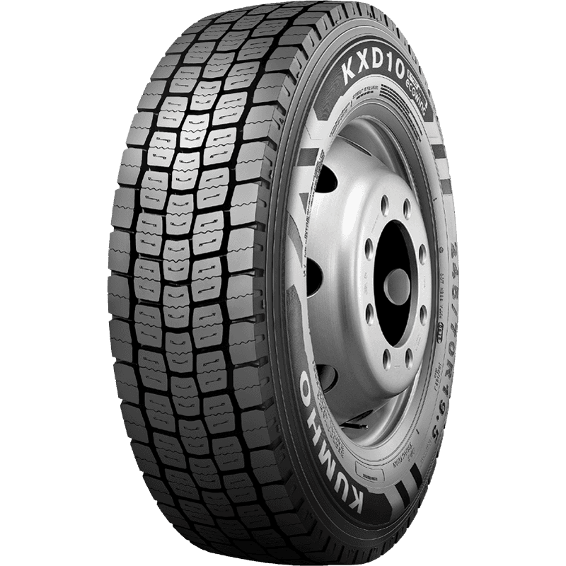 Kumho KXD10 lastebildekk for drivaksel med grovt mønster og 3PMSF-merking.
