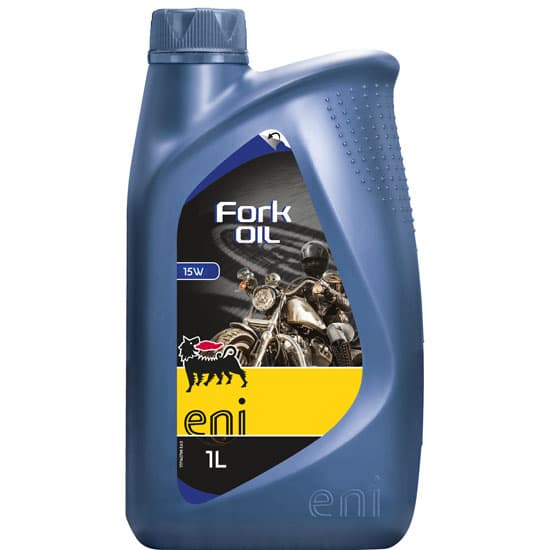 1-liters flaske med Agip Formula Fork 20W, høyviskositets gaffelolje for maksimal demping på motorsykkel.