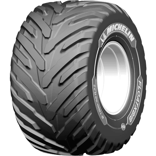 Michelin FloatXBib høyteknologisk og bredt VF-radial flotasjonsdekk med avrundede skuldre og dype, skånsomme mønsterknaster.