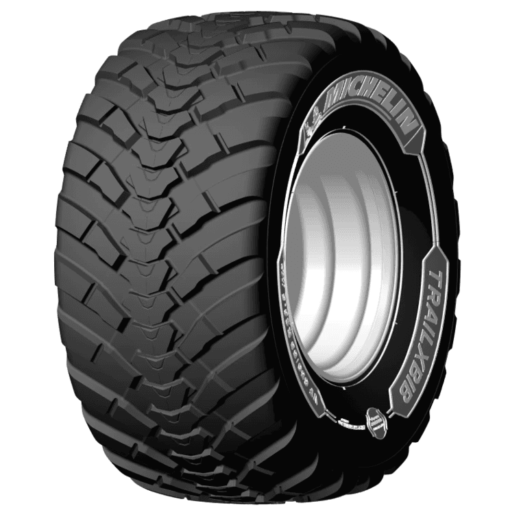 Michelin TrailXBib høyteknologisk VF-radial flotasjonsdekk for landbrukshengere og vogner med skånsomt og selvrensende mønsterdesign.