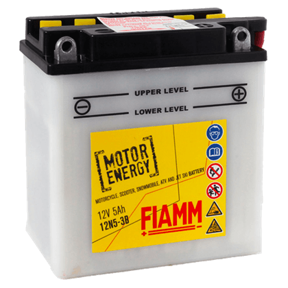 Fiamm 12N5-3B 12V 5Ah motorsykkelbatteri for pålitelig drift og god starteffekt.