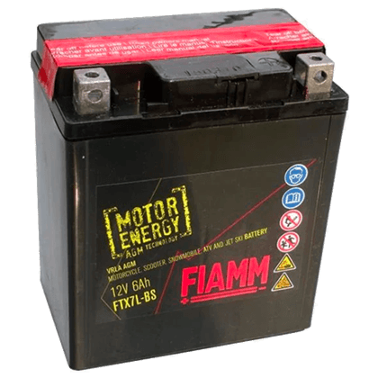 Fiamm FTX7L-BS 12V 6Ah motorsykkelbatteri for pålitelig drift og god starteffekt.