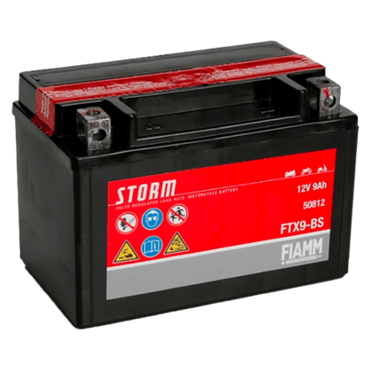 Fiamm FTX9-BS 12V 8Ah AGM motorsykkelbatteri med syre for pålitelig drift.