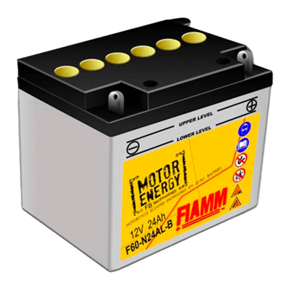 Fiamm F60-N24AL-B 12V 24Ah motorsykkelbatteri (levert uten syre) for pålitelig drift.