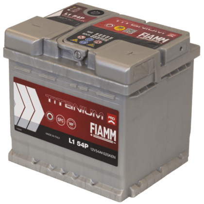 Fiamm L1 54P 12V 54Ah startbatteri, vedlikeholdsfritt (MF) for pålitelig startkraft.