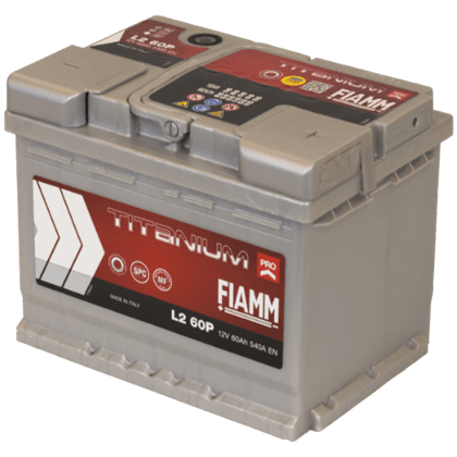 Fiamm L2 60P 12V 60Ah startbatteri, vedlikeholdsfritt (MF) for pålitelig startkraft.