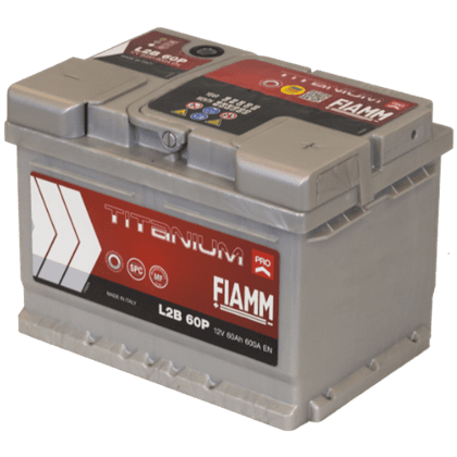 Fiamm L2B 60P 12V 60Ah startbatteri, vedlikeholdsfritt (MF) med lav profil (175 mm).