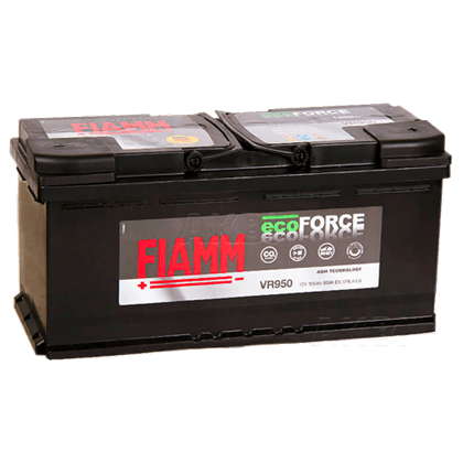 Fiamm VR950 AGM 12V 105Ah startbatteri for biler med Start-Stop-teknologi og høyt strømforbruk.