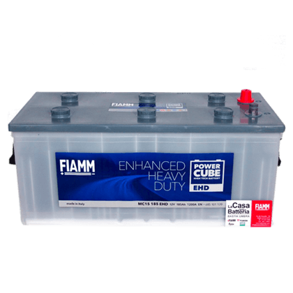 Fiamm MC15 185 EHD 12V 185Ah startbatteri, vedlikeholdsfritt (MF) for tunge kjøretøy.