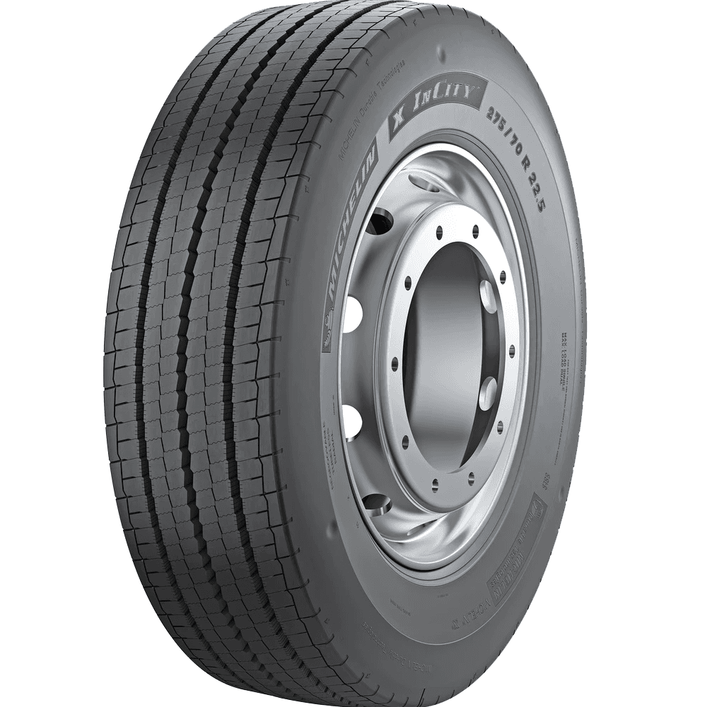 Michelin X Incity XZU stålforsterket radial bybussdekk med kraftige, integrerte forsterkningsribber på dekksidene.