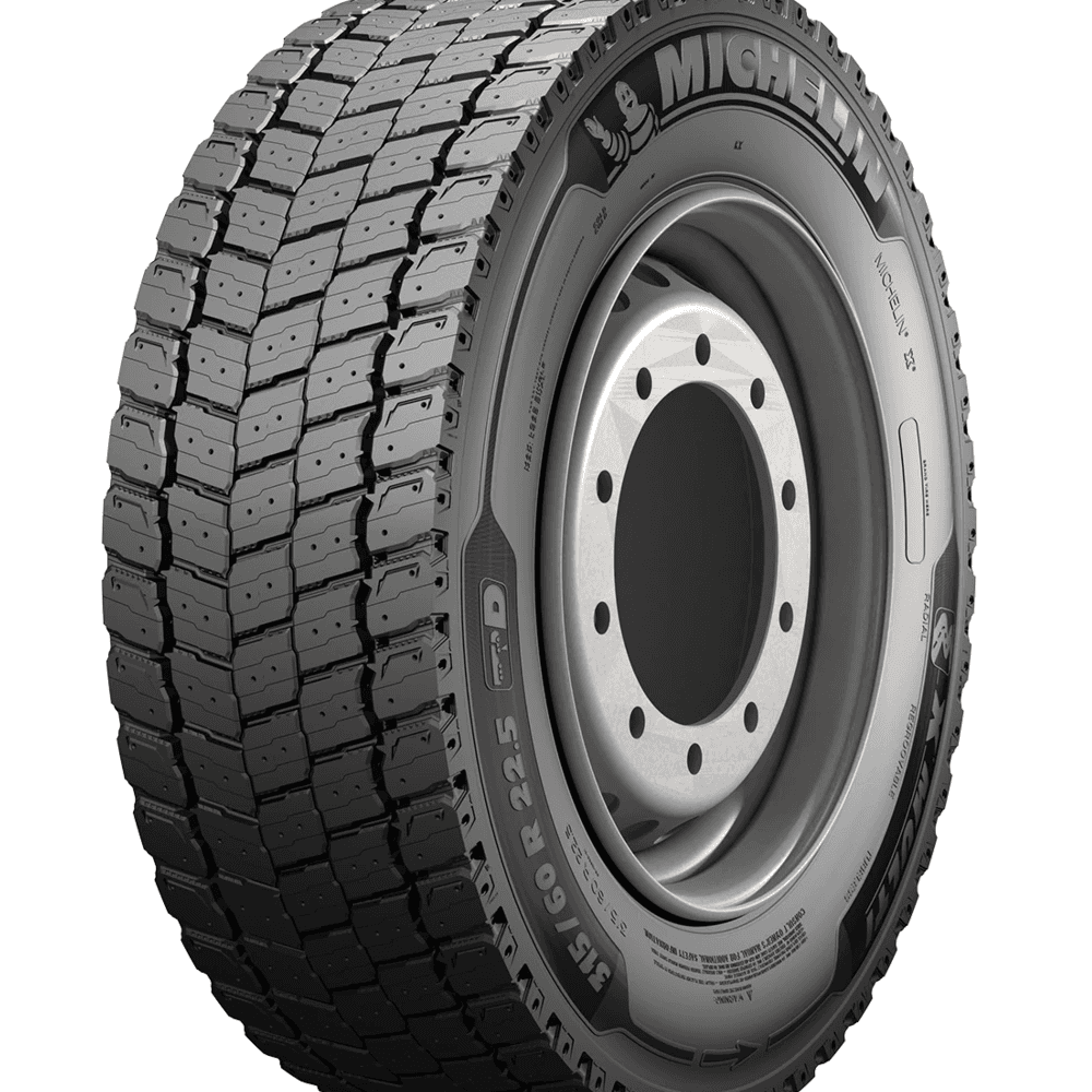 Michelin X Multi D stålforsterket radial-drivakseldekk for lastebil med avansert retningsbestemt helårsmønster og 3PMSF-merking.