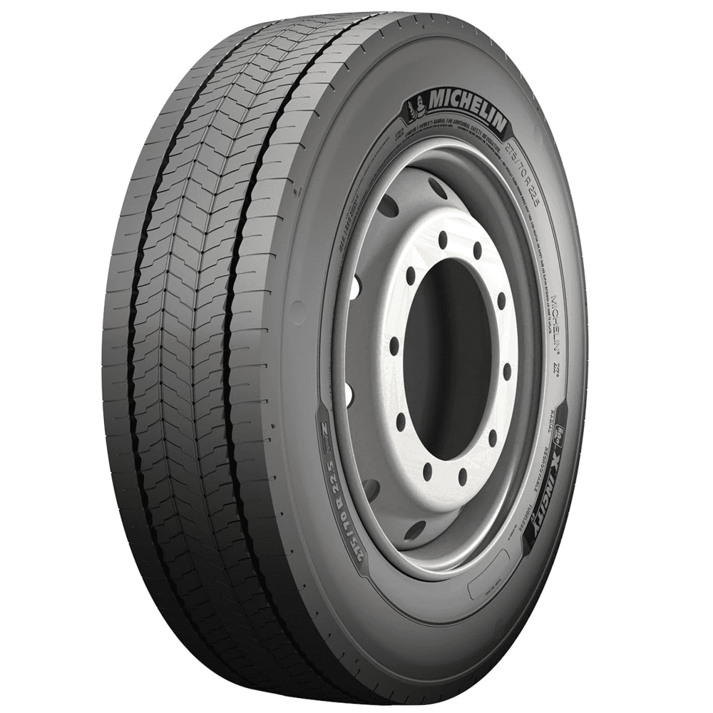 Michelin X Incity EV Z stålforsterket High Load radialdekk spesifikt merket for elektriske bybusser (EV) med aerodynamisk dekkside.