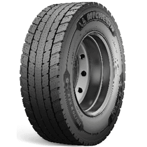 Michelin X Multi Energy D stålforsterket drivakseldekk for lastebil med energisparende, retningsbestemt mønster og 3PMSF-merking.