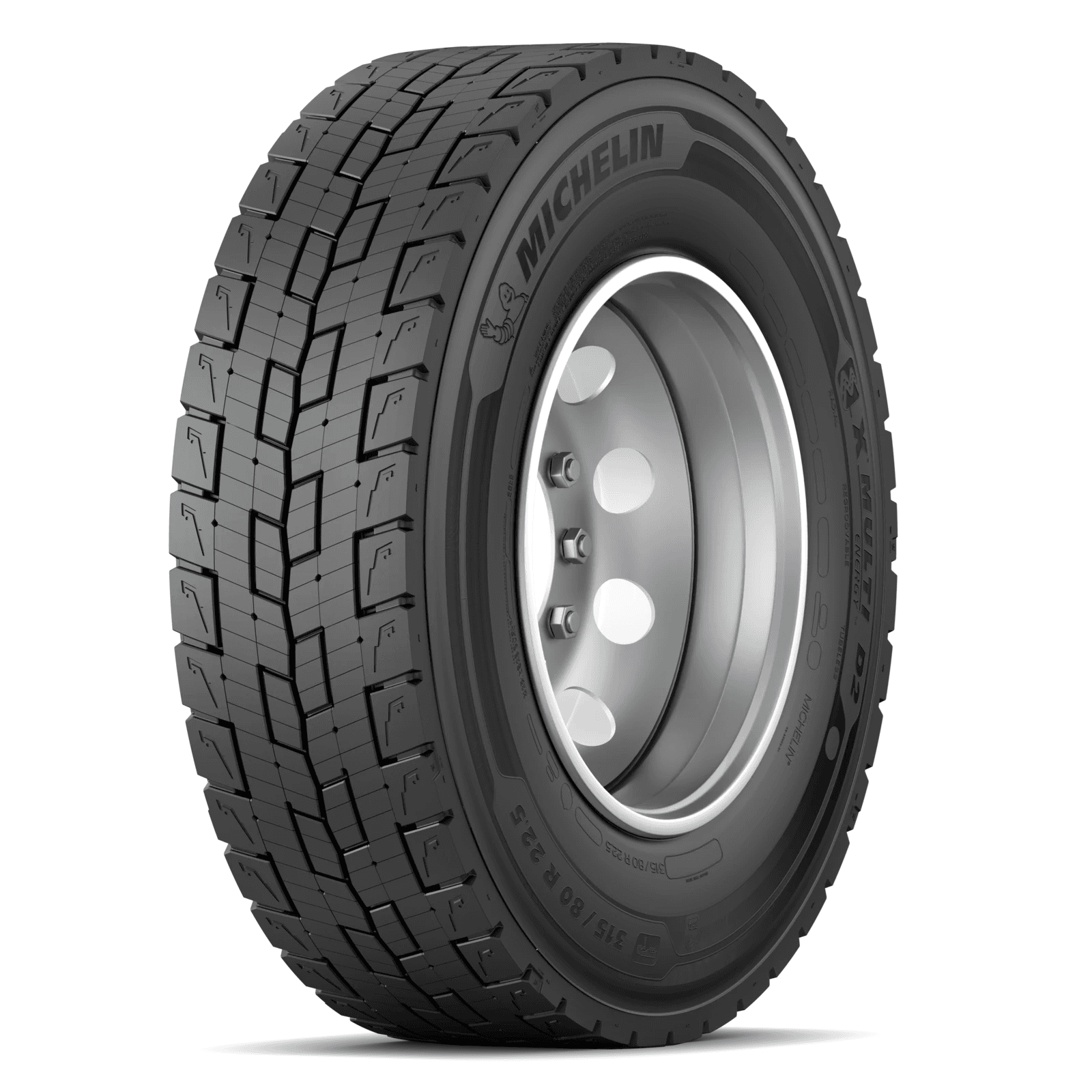 Michelin X Multi Energy D2 stålforsterket radial-drivakseldekk for lastebil med høyteknologisk energisparende slitebanemønster og 3PMSF-merking.