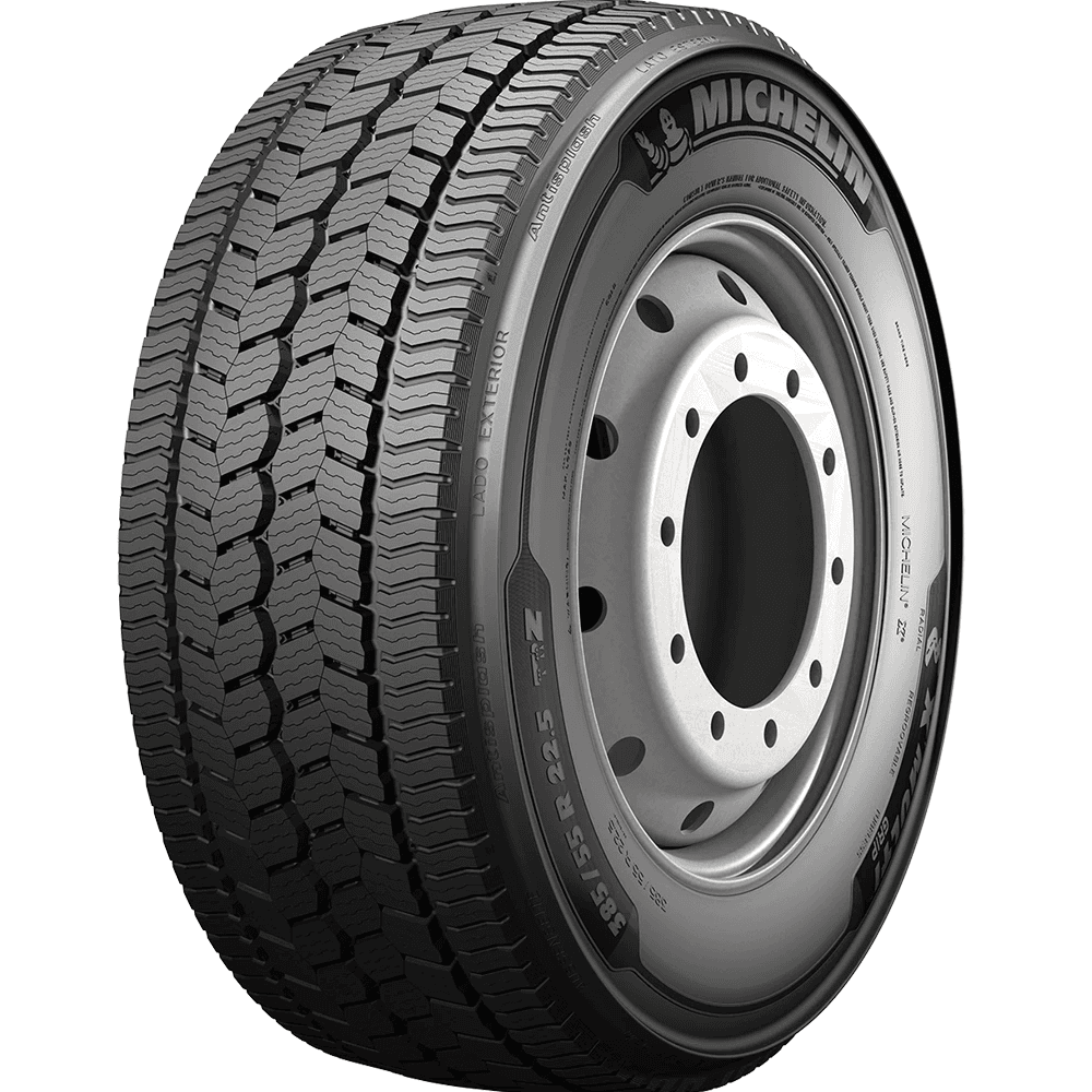Michelin X Multi Grip Z stålforsterket all-position radial-styreakseldekk for lastebil med tette, langsgående nordiske vinterriller.