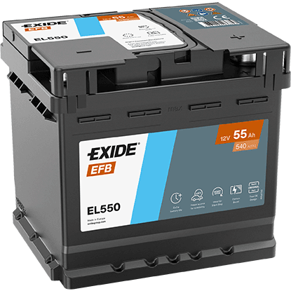 Exide EL550 12V 55Ah startbatteri for pålitelig drift og god starteffekt.
