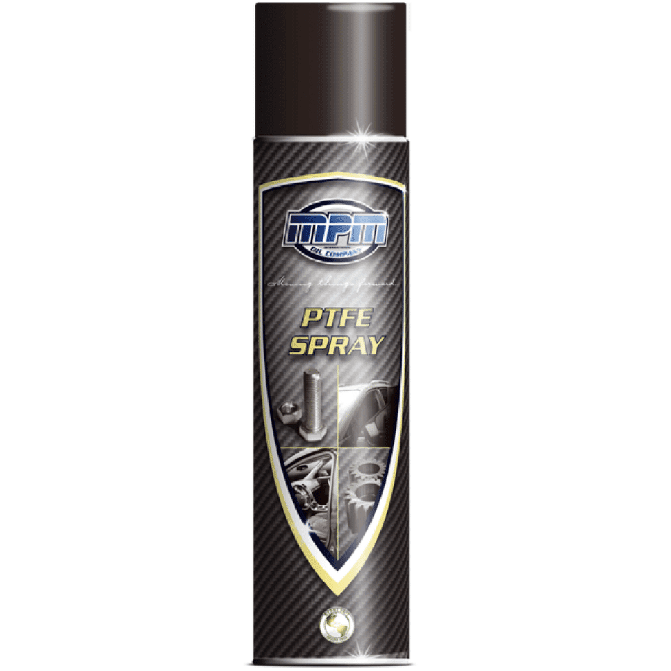 MPM 400ml PTFE Spray aerosolboks for tørr og ren smøring av kjeder, skinner og bevegelige deler.