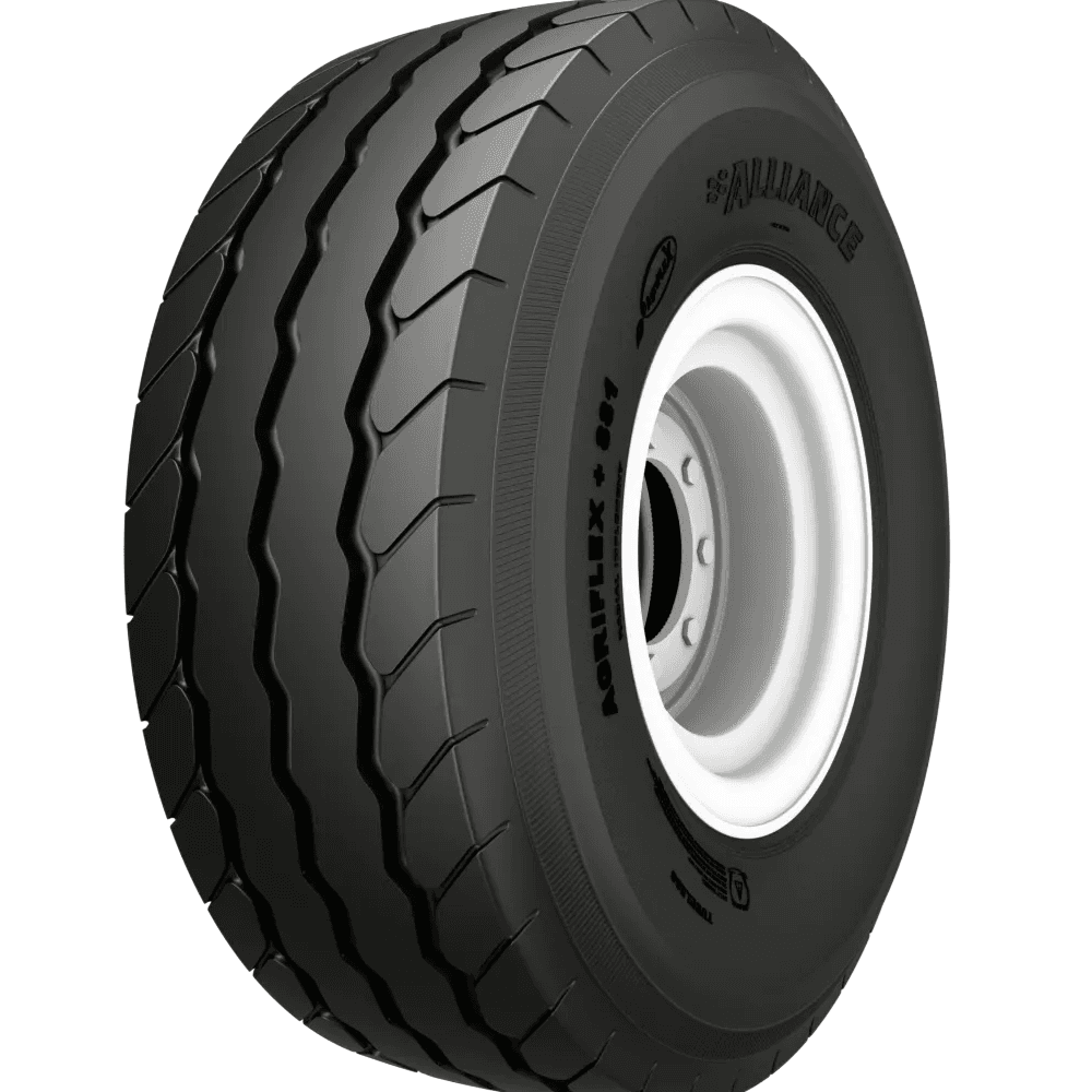Alliance Agriflex+ 881 stålforsterket VF radial flotationdekk med fleksible sidevegger og retningsbestemt hybridmønster.
