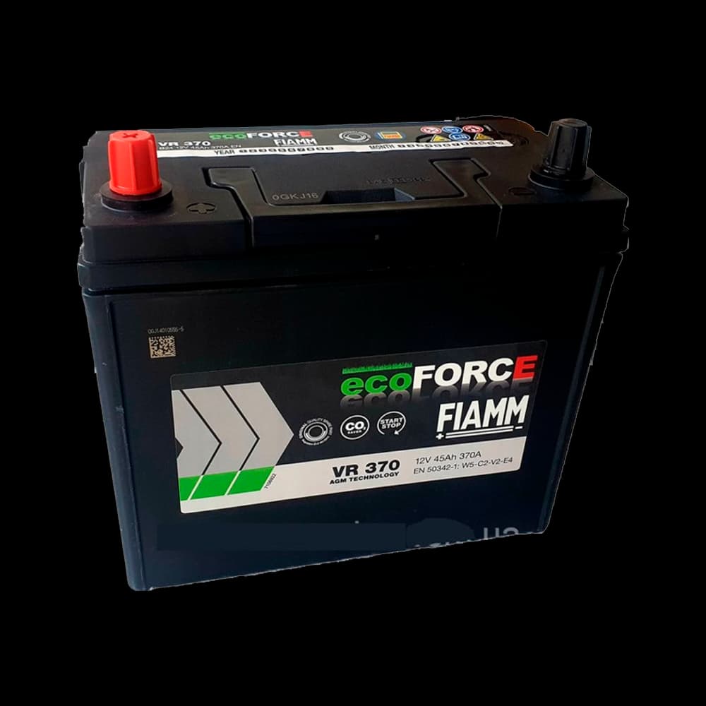 Fiamm VR370 12V 45Ah 370A kompakt AGM-batteri for personbil, hybrid og hjelpebatteri.