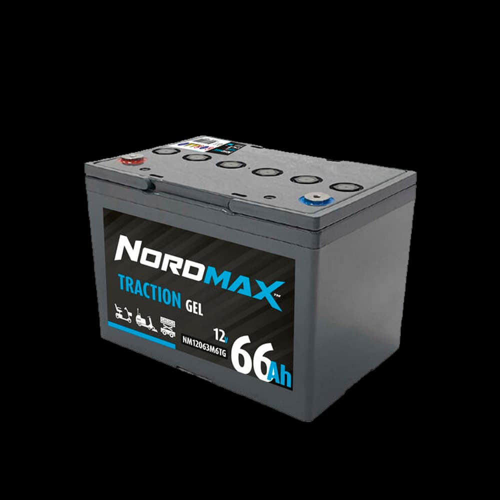 Nordmax NM12063M6TG GEL-batteri 12V 63Ah 71Ah med M6-poler for rullestol, bobil, marine og solcelle.