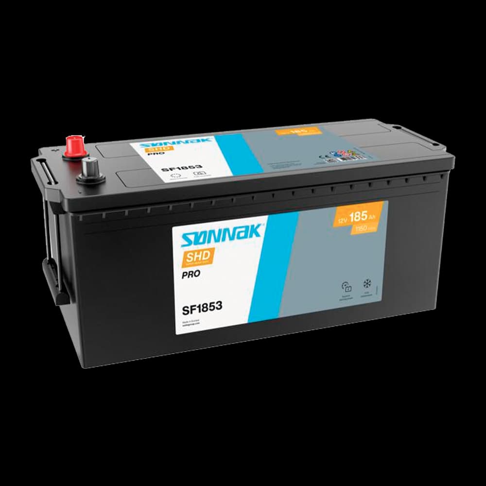 Sønnak SF1853 Super Cargo 12V 185Ah forsterket tungbilbatteri i B-kasse for lastebil, buss og anlegg.