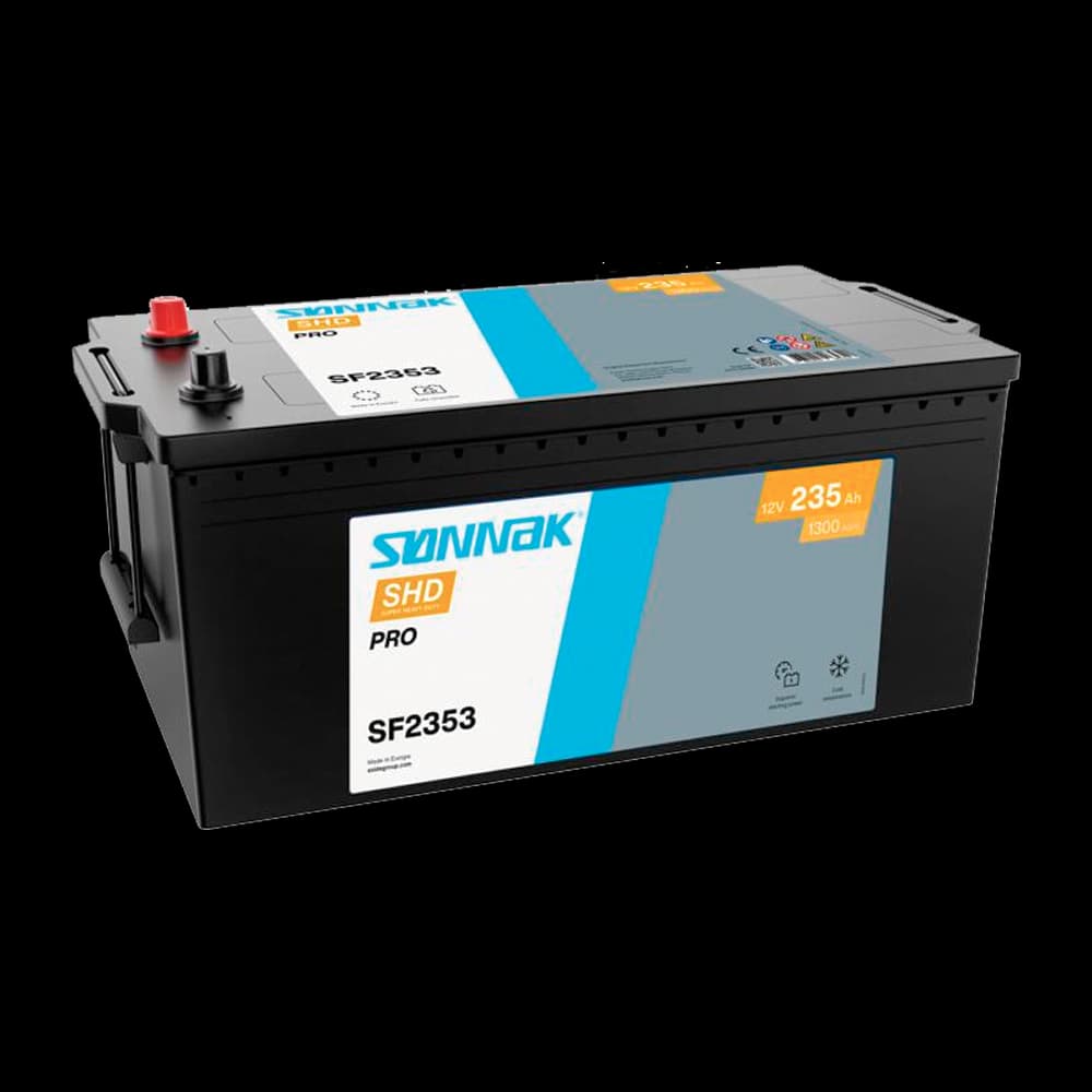 Sønnak SF2353 Super Cargo 12V 235Ah kraftig forsterket tungbil- og busstype batteri.