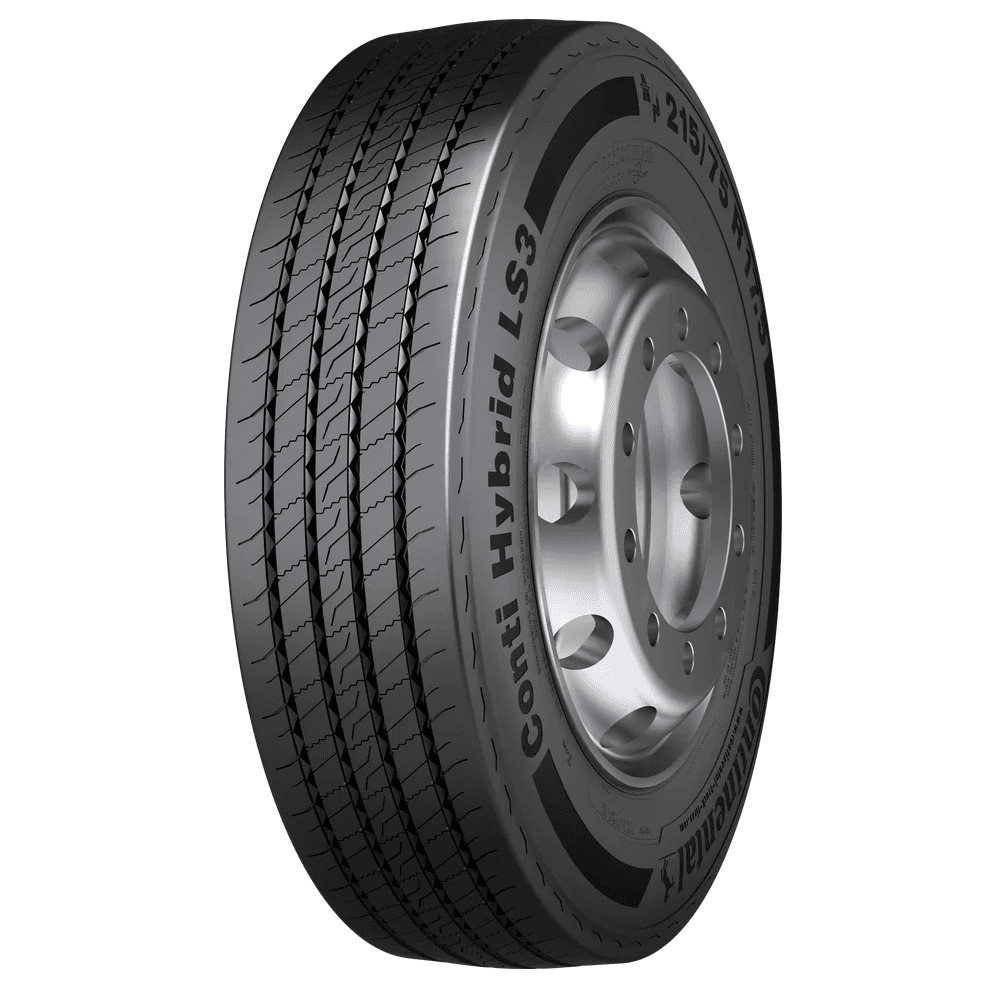 Continental Conti Hybrid LS3 styreakseldekk for lastebil med langsgående spor og 3PMSF-vintermerking.