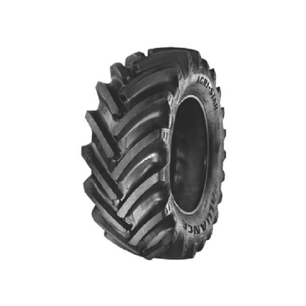 Alliance 365 Agri-Star bredt lavprofils radial-traktordekk med kraftige, vinklede mønsterknaster.