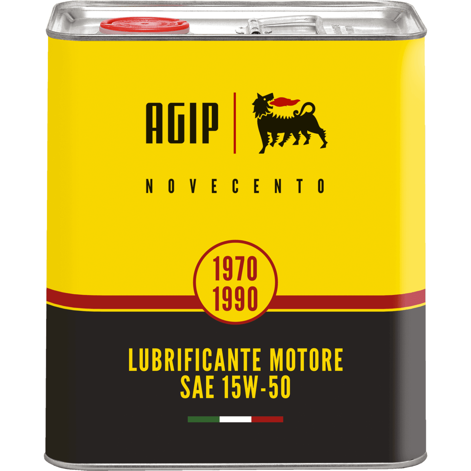 4-liters kanne med Agip Novecento 15W-50 motorolje for klassiske kjøretøy.