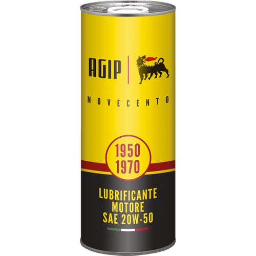 1-liters flaske med Agip Novecento 20W-50 motorolje for klassiske kjøretøy.