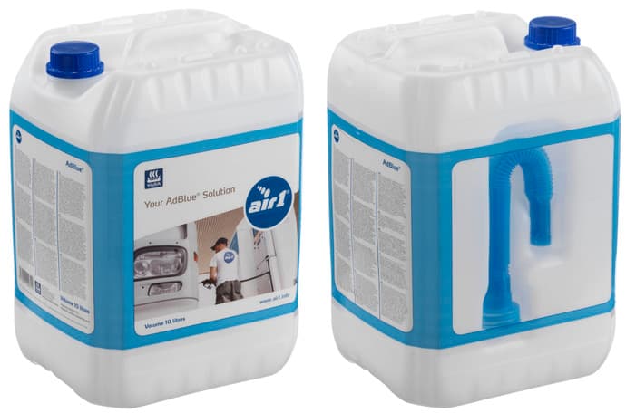 10-liters kanne med Yara Air1 AdBlue, hvit urea-løsning for dieselbiler med SCR-teknologi.
