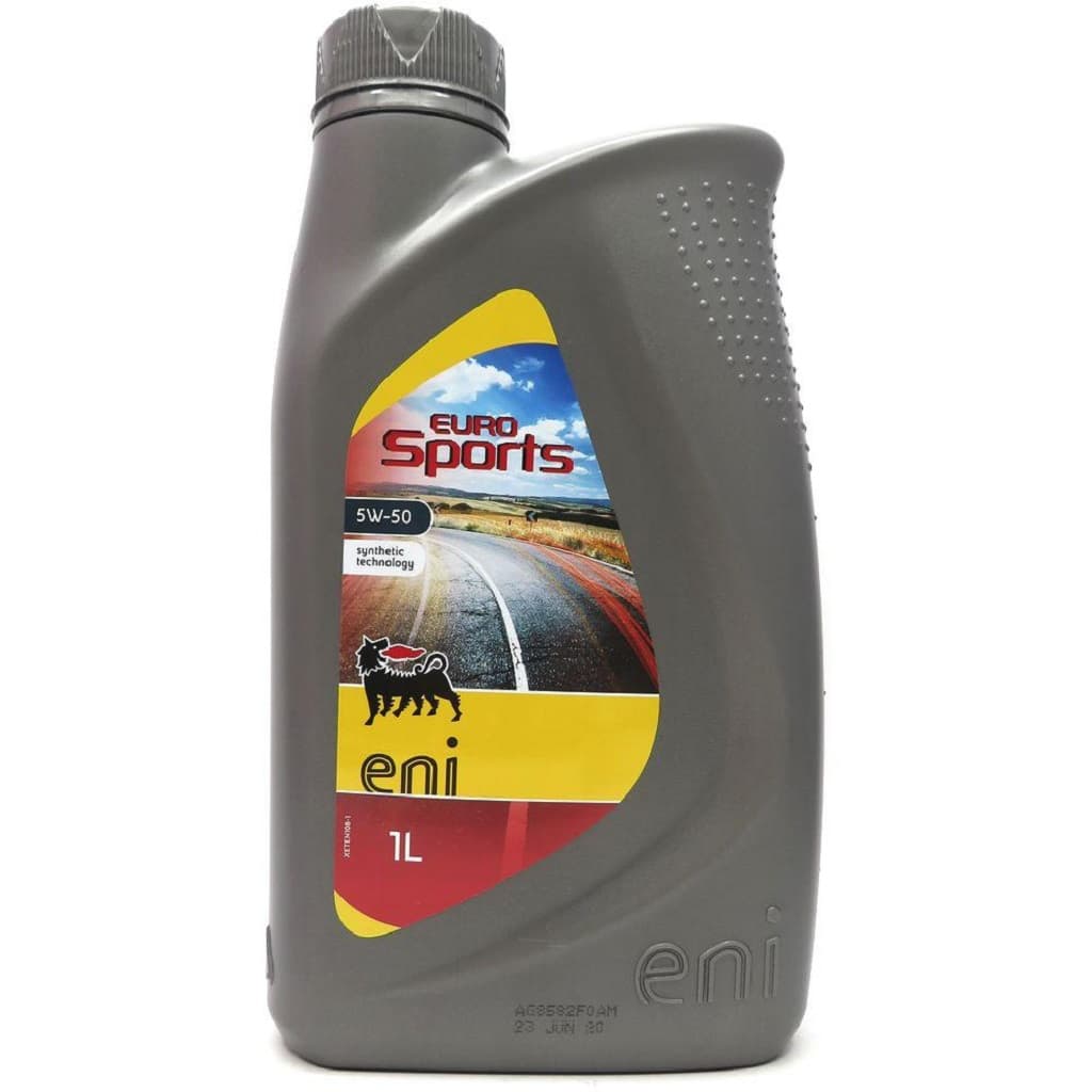 1-liters flaske med ENI Eurosports helsyntetisk motorolje.