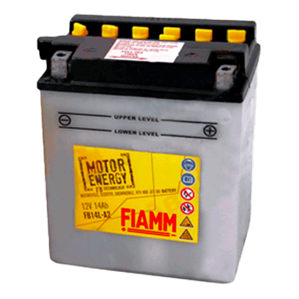 Fiamm FB14-A2 12V 14Ah motorsykkelbatteri for pålitelig startkraft.