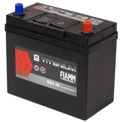 Fiamm B24 45 12V 45Ah startbatteri, vedlikeholdsfritt (MF) for pålitelig startkraft.