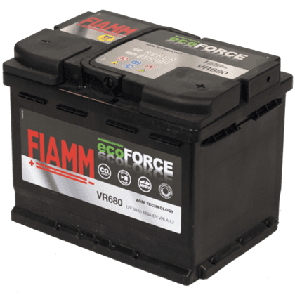 Fiamm VR680 AGM 12V 60Ah startbatteri for biler med Start-Stop og høyt strømforbruk.