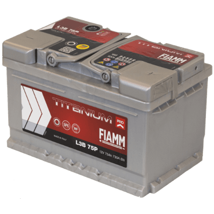 Fiamm L3B 75P 12V 75Ah startbatteri, vedlikeholdsfritt (MF) med lav profil (175 mm).