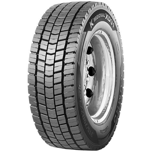 Kumho KXD31 drivakseldekk for lastebil med dypt blokkmønster og 3PMSF-vintergodkjenning.