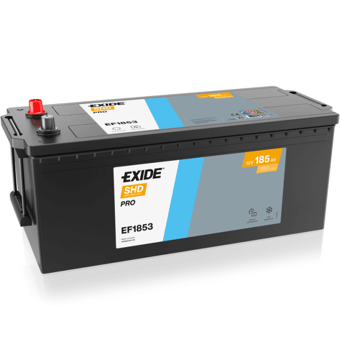 Exide EF1853 12V 185Ah startbatteri for lastebil, traktor og tunge applikasjoner.
