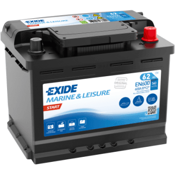 Exide EN600 12V 62Ah marine- og fritidsbatteri for pålitelig strømforsyning til båt og camping.